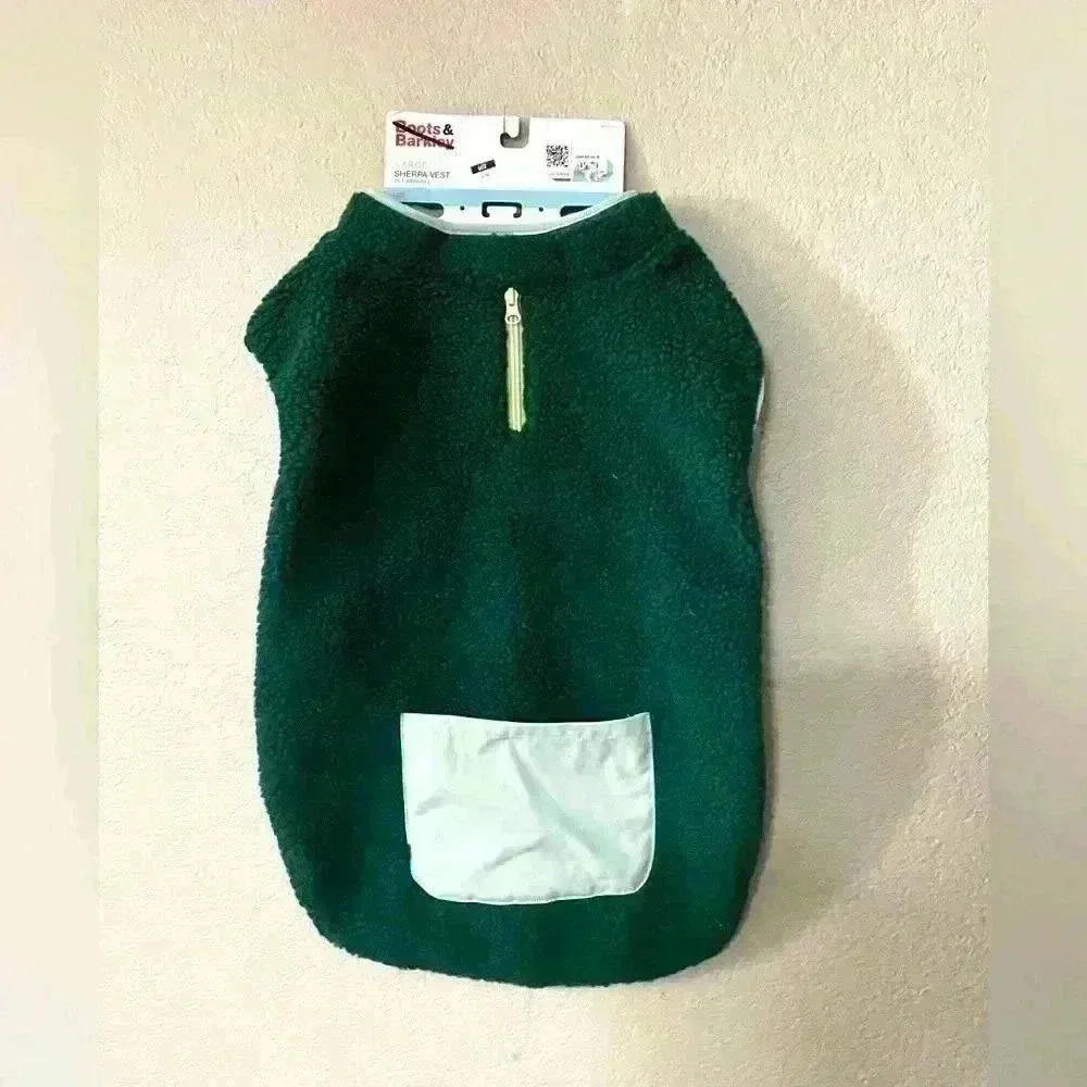 Boots And Barkley Dog Sherpa Vest Large Green For Medium Breeds‎ NWT